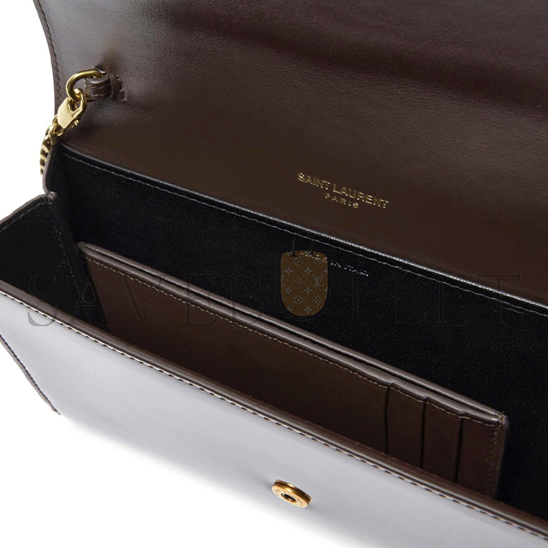 YSL UPTOWN PATENT LEATHER WALLET ON CHAIN 607788AACVM6160 (19*12*3cm)